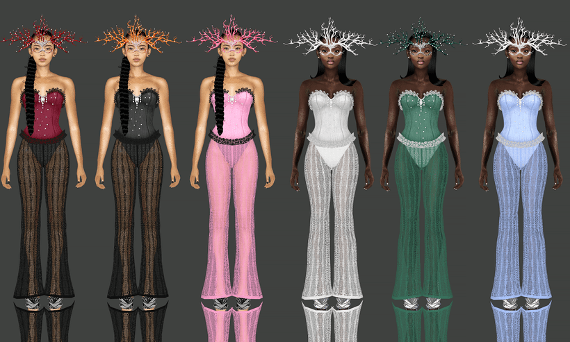 Галерея мода Комплект Lace Outfit & Gem Mask #2